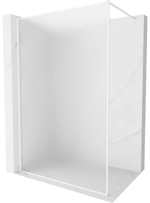 Mexen Kioto-XF ścianka prysznicowa Walk-in z ramką 70 x 202 cm, szron 10 mm, biała - 800-070-104-20-30-X