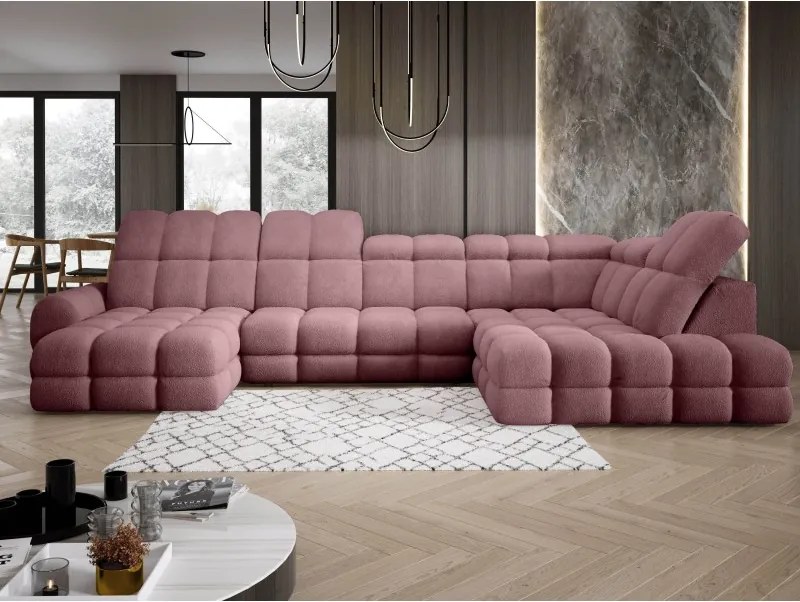 Narożnik TOLLO XL z elektryczną regulacją siedziska Prawostronny w tkaninie promocyjnej BUBBLE 09 WERSAL