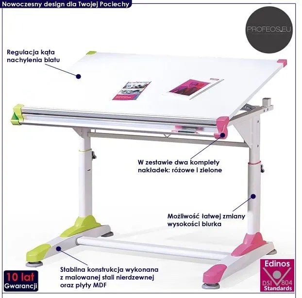 Młodzieżowe nowoczesne biurko z regulacją wysokości R2-W81