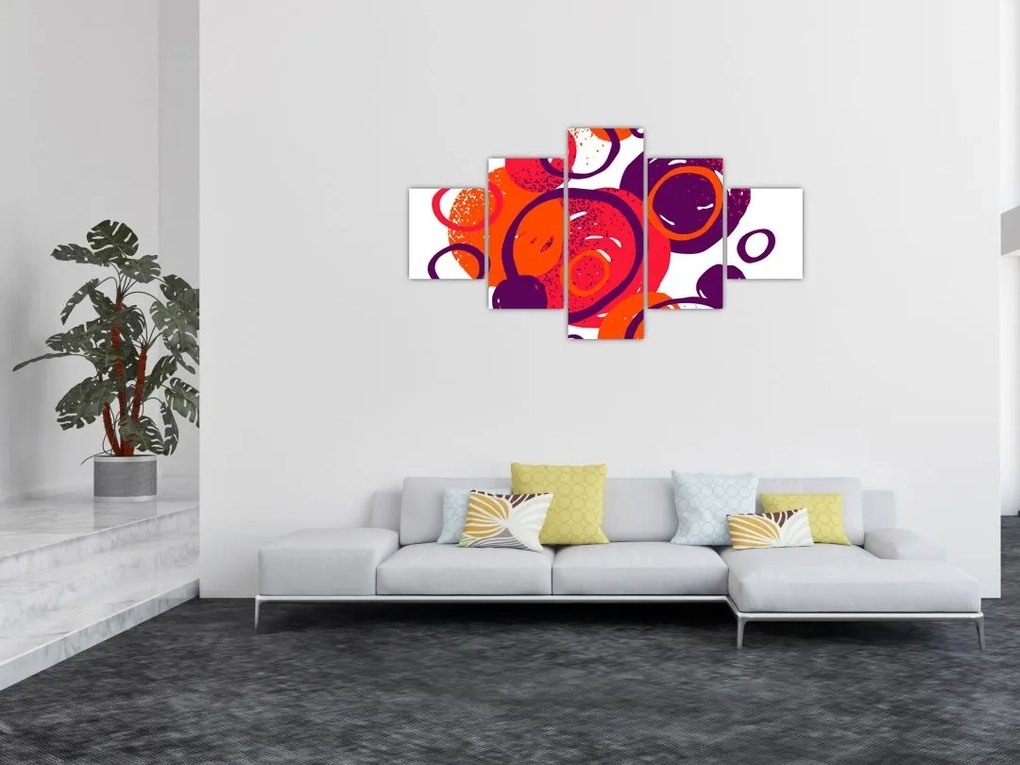 Obraz - Motyw z kółkami w ciepłych kolorach (125x70 cm)