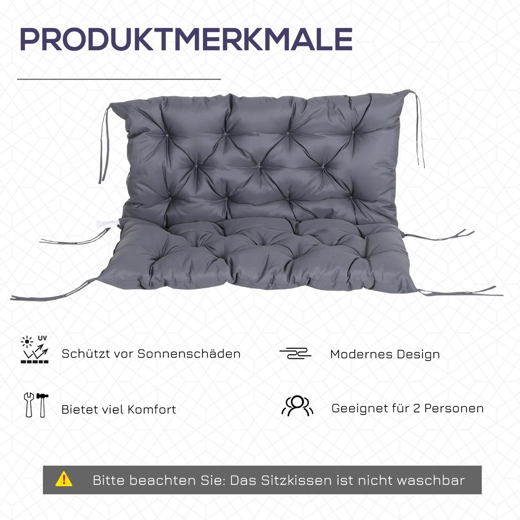 Outsunny Poduszka na Ławkę Huśtawkę Ogrodową Szara 98x100x8 cm Idealna do Komfortowego Siedzenia | Aosom PL