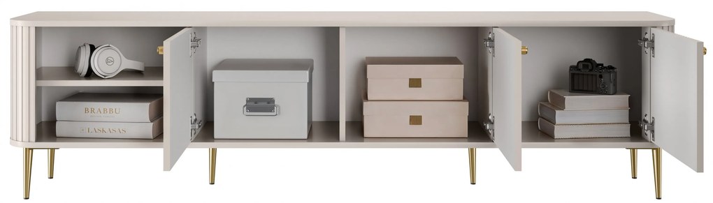 Szafka RTV Vesper 3D 187 cm - kaszmir / złote nogi