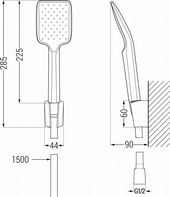 Mexen Caro R62 bateria wannowa z zestawem prysznicowym, czarna - 74663R62-70