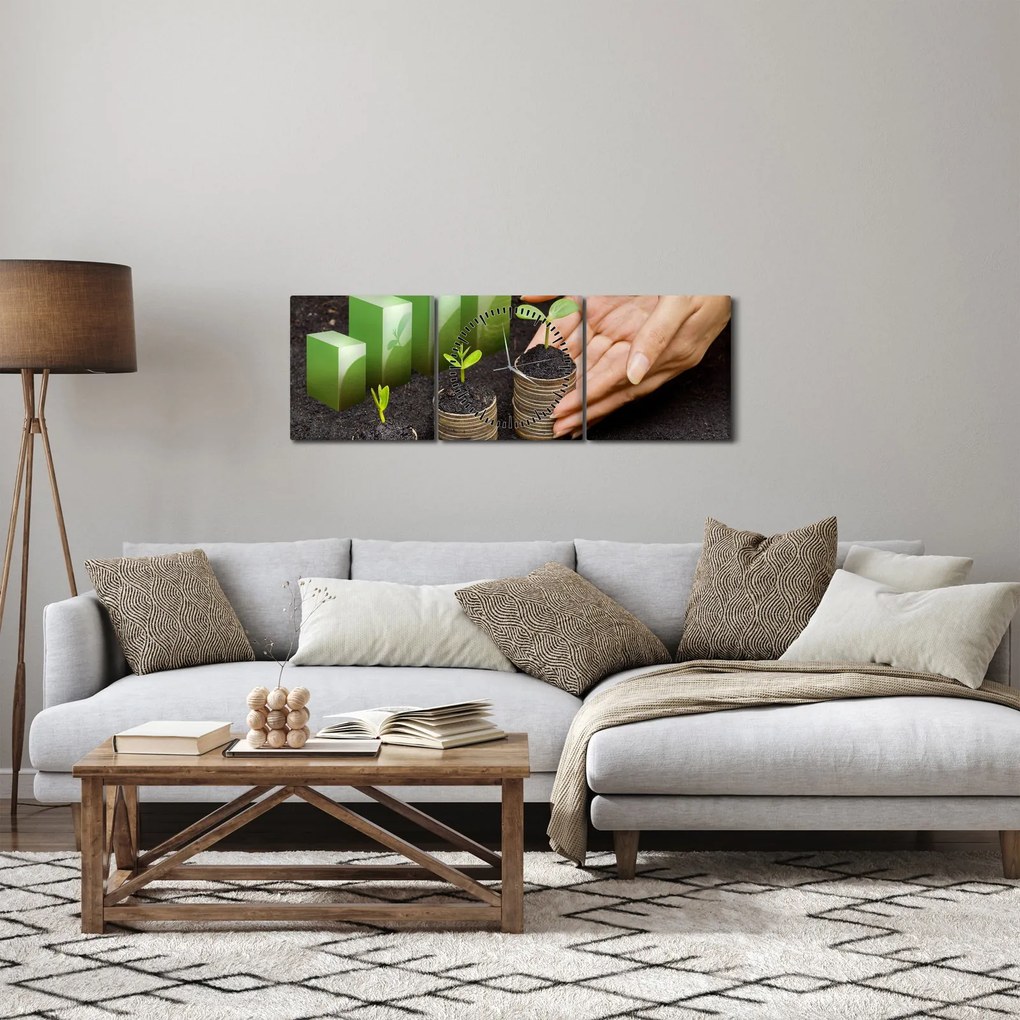 Obraz - Wzrost (z zegarem) (90x30 cm)