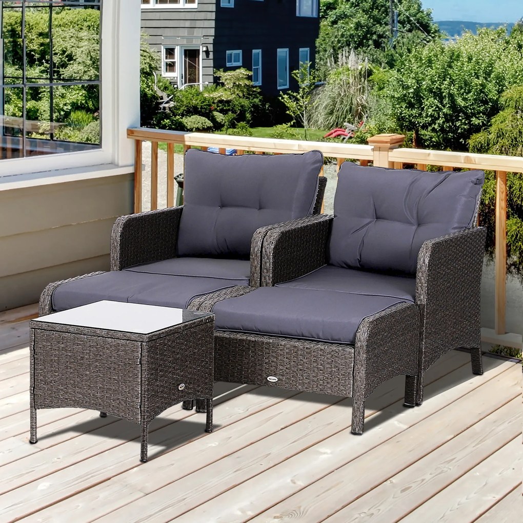 Outsunny 5-częściowy Technorattan komplet stolik z krzesłami komplet wypoczynkowy zestaw ogrodowy meble ogrodowe wypoczynek