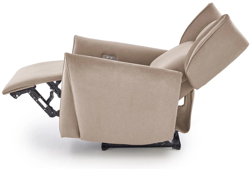 Fotel wypoczynkowy elektrycznie rozkładany beżowy GELATO