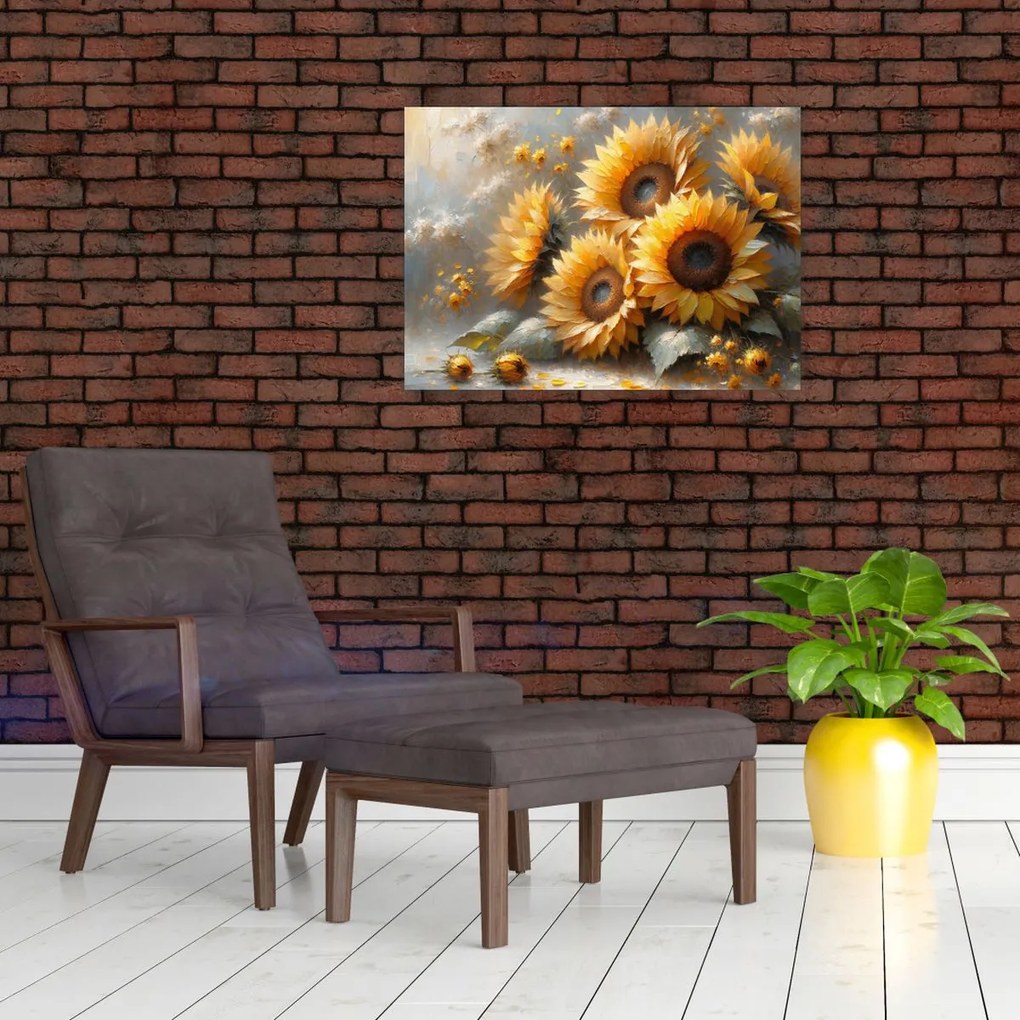 Obraz - Malowanie słoneczników (70x50 cm)