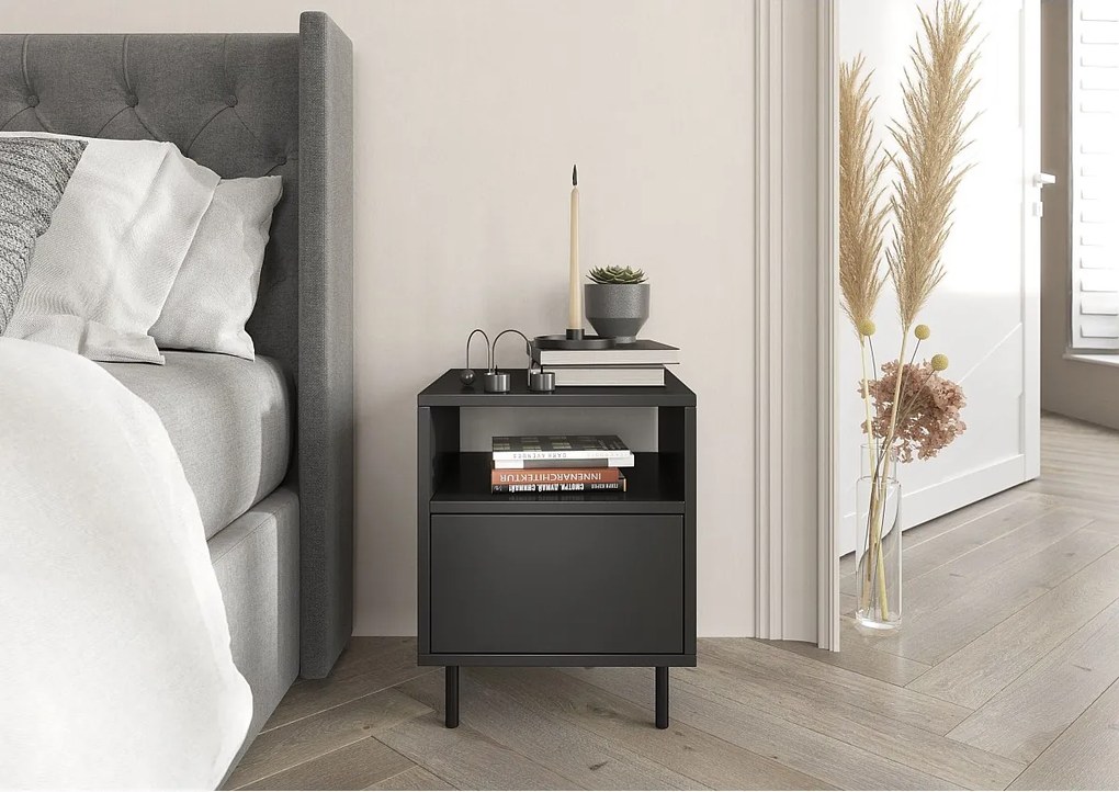 Czarna nowoczesna szafka nocna Dancan MIRKA