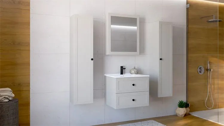 Biała ceramiczna umywalka meblowa 60 cm - Peonia