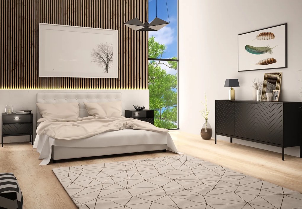 Komoda ze wzorem jodełki Aspen 03 czarna