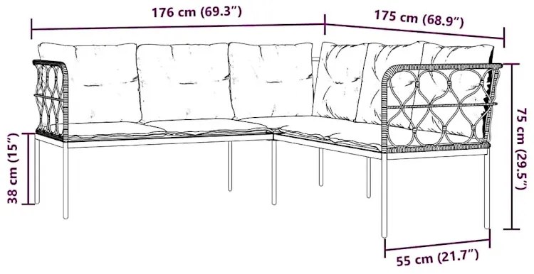 Narożna sofa ogrodowa z białymi poduszkami - Niwa