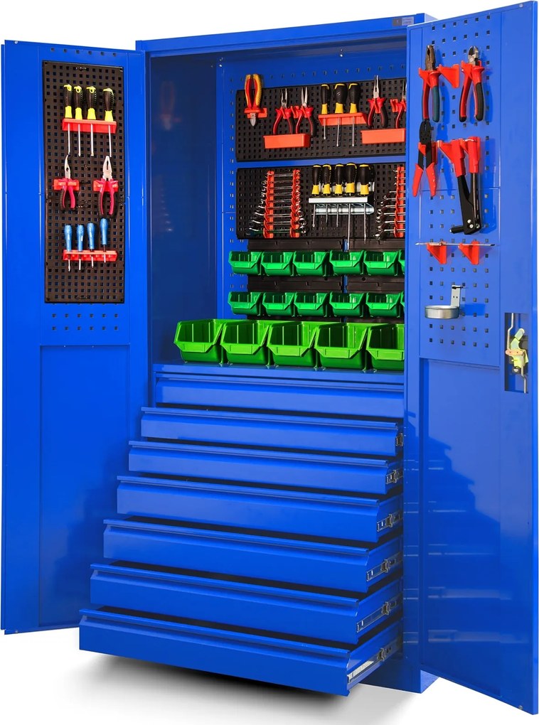 Szafa warsztatowa z szufladami Darek 92x50x185 cm niebieska