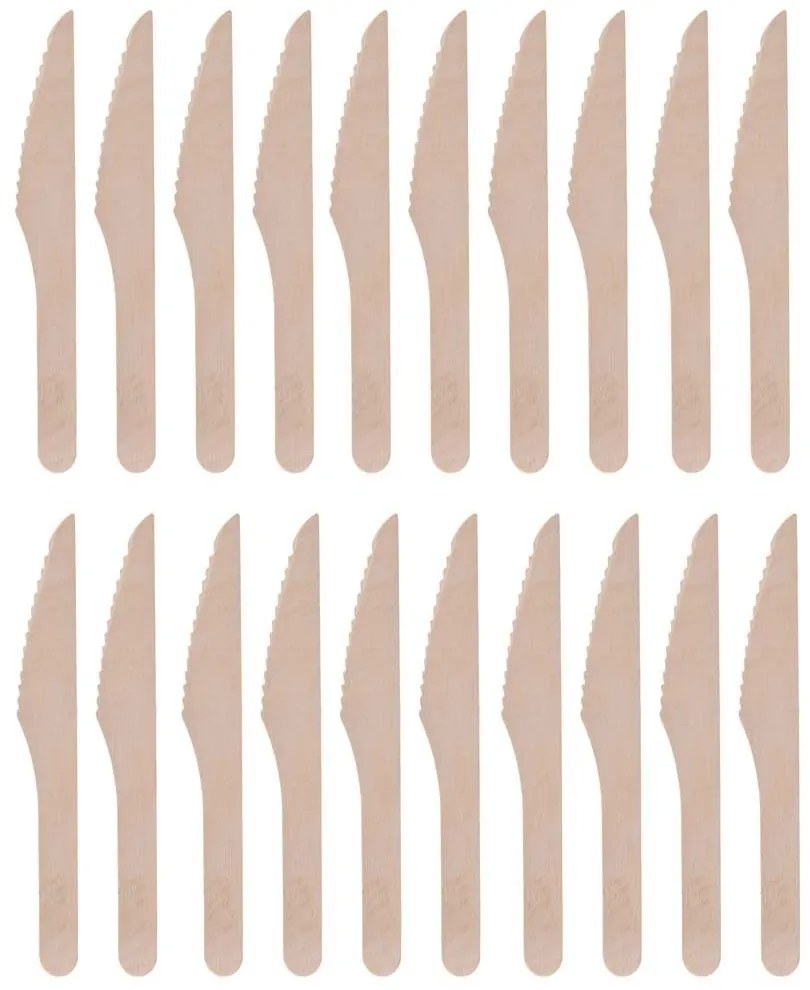 Jednorazowe noże drewniane, 20 sztuk w komplecie