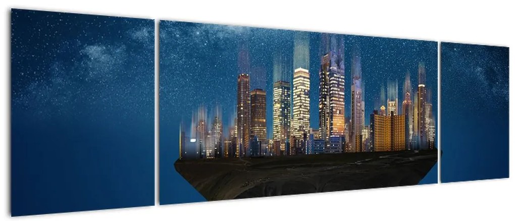 Obraz - Wielkie miasto unoszące się w kosmosie (170x50 cm)