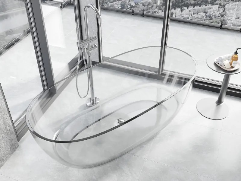 Mexen Pure wanna wolnostojąca transparentna 170 x 80 cm, clear, korek chrom - 58071708008