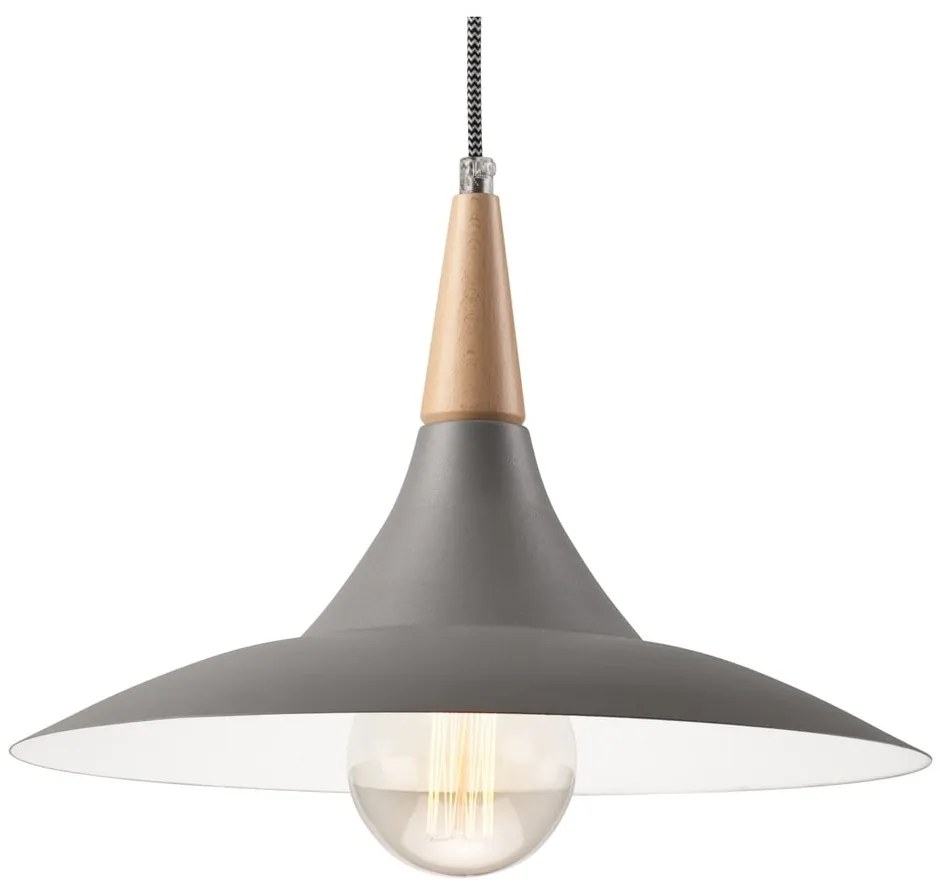 Szara lampa wisząca z metalowym kloszem ø 30 cm Ufo – LAMKUR