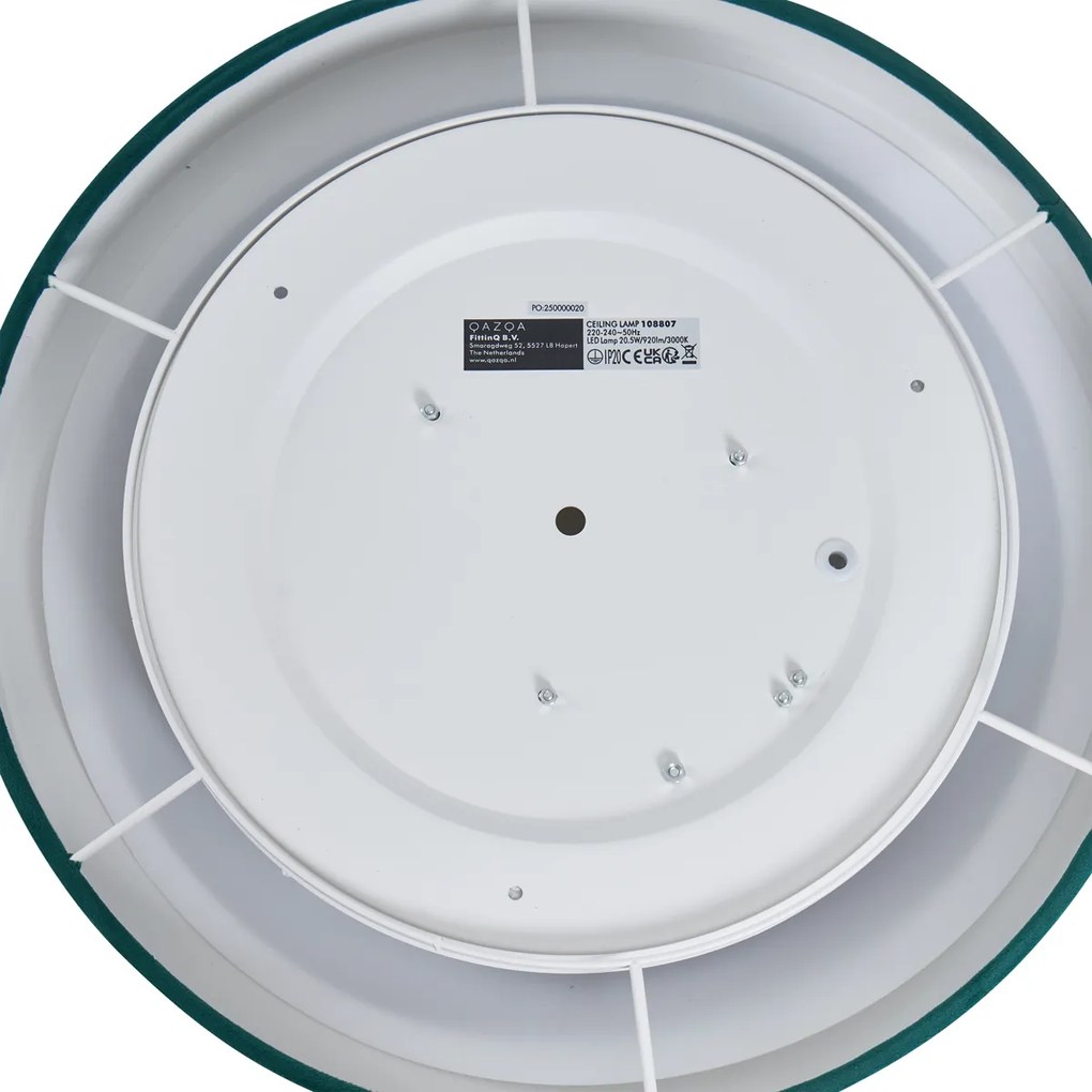 Nowoczesna lampa sufitowa zielony aksamit 40 cm z LED z 3-stopniową regulacją ściemniania - Sue