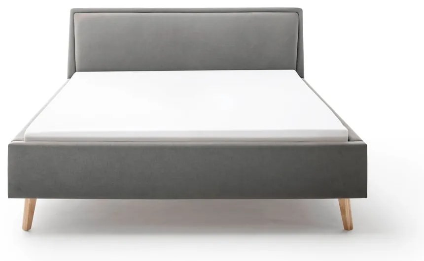 Jasnoszare tapicerowane łóżko dwuosobowe 160x200 cm Frieda – Meise Möbel