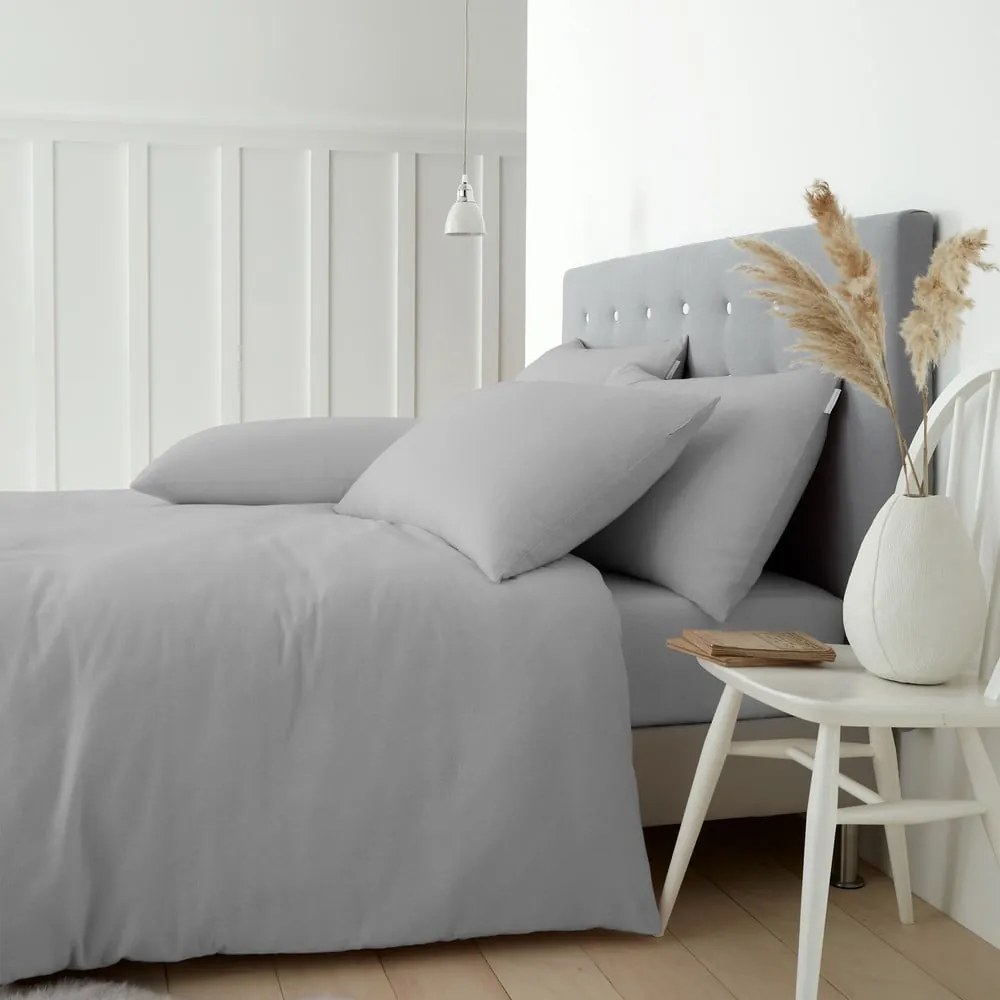 Szara flanelowa pościel dwuosobowa 230x220 cm Brushed – Catherine Lansfield