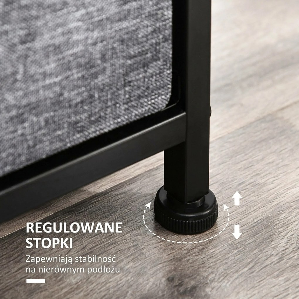 HOMCOM Komoda z 8 Szufladami z Tkaniny, 2 Duże, 6 Małe, Ramą Metalową, Zabezpieczenie Przed Przewróceniem, Szara