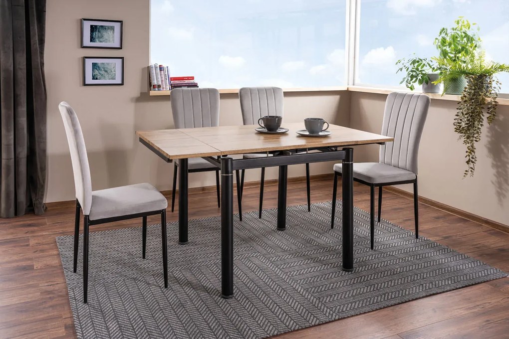 STÓŁ GD082 DĄB ARTISAN/CZARNY MAT 80(131)x80 SIGNAL