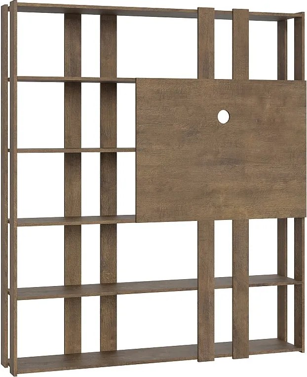 Regał otwarty Kato N z panelem TV Orzech