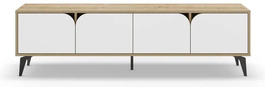 Biała szafka pod TV w dekorze dębu 180x51 cm Nola – Marckeric