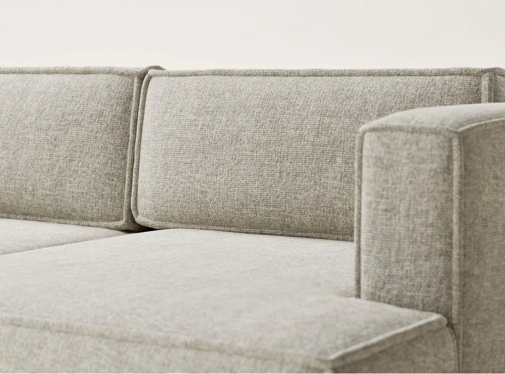 Beżowy rozkładany/ze schowkiem narożnik z tkaniny szenilowej (prawostronny/z szezlongiem) Velto – Maison de Rêve