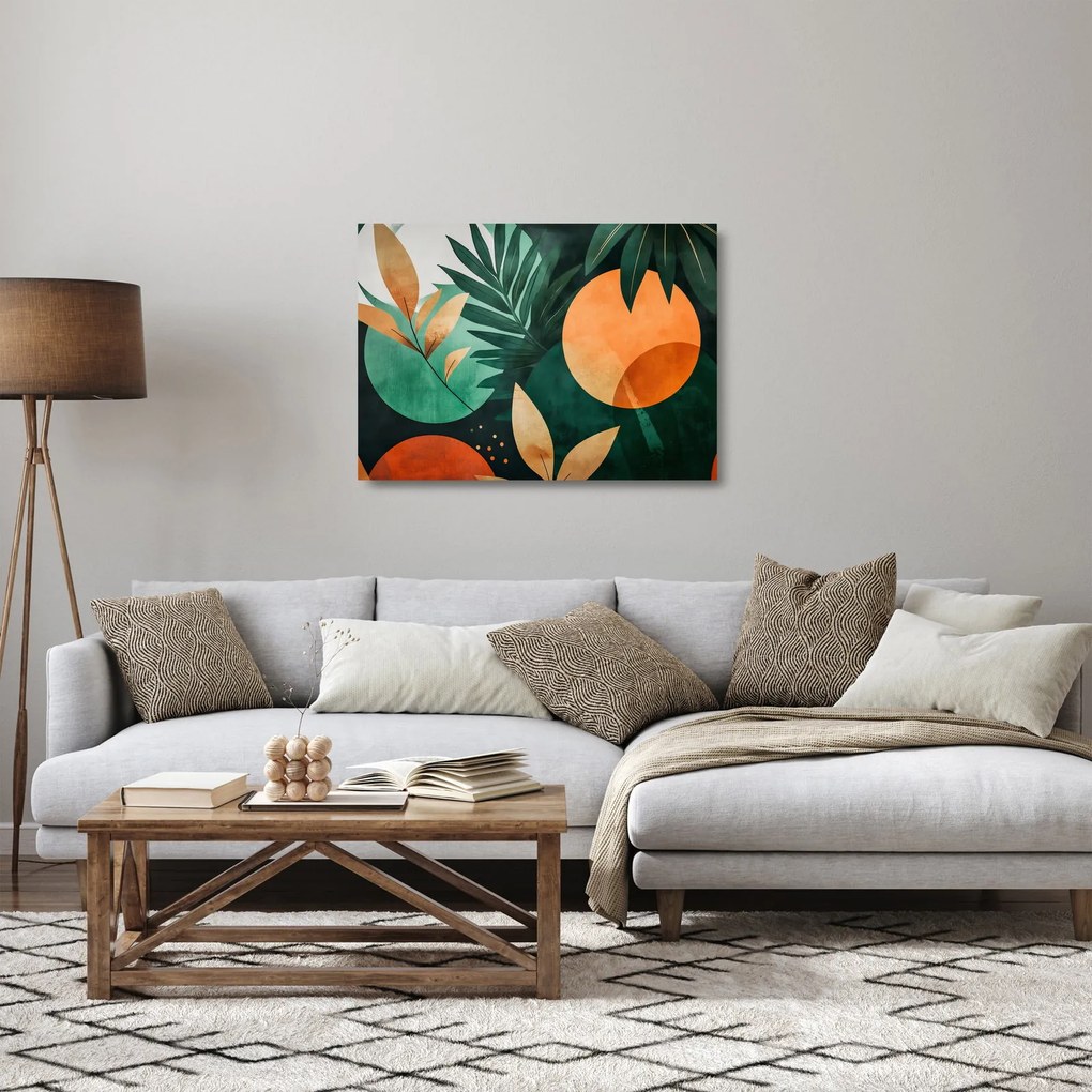 Obraz na szkle - Geometryczne motywy naturalne (70x50 cm)