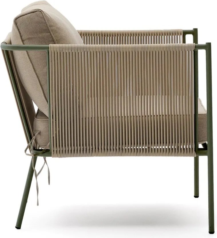 Zielony/beżowy metalowy fotel ogrodowy Zivia – Kave Home