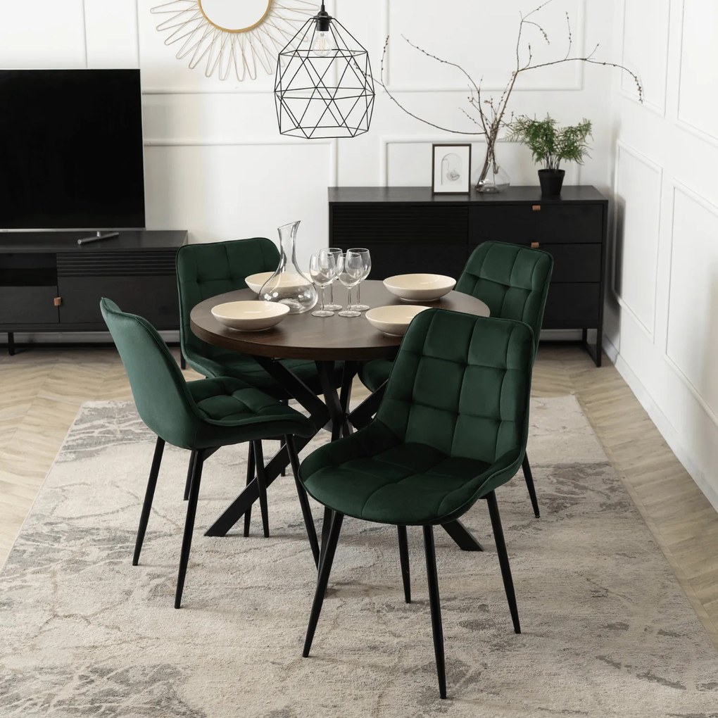 Stół Okrągły Rozkładany LUGO 90-190 cm Orzech/Czarny Loft