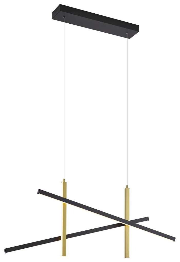 Designerska lampa wisząca X czarna ze złotem z LED z 3-stopniową regulacją - Joy Nowoczesny Oswietlenie wewnetrzne