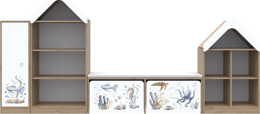 Modułowe meble do sali edukacyjnej - zestaw Blox Water 12