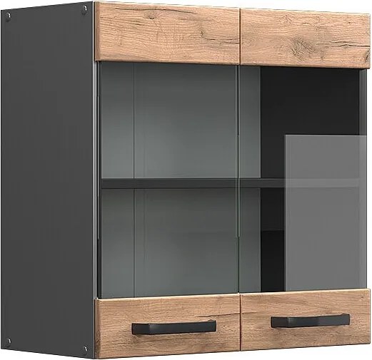 Szklana szafka kuchenna złoty dąb energetyczny 60x31x60 r-line