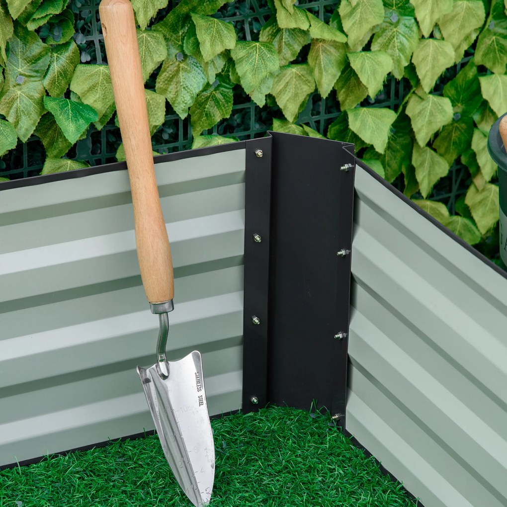 Outsunny Wysokie Grządki ze Stali, otwarte dno, łatwy montaż, 95 dł. x 90,5 szer. x 29,8 wys. cm, Szary