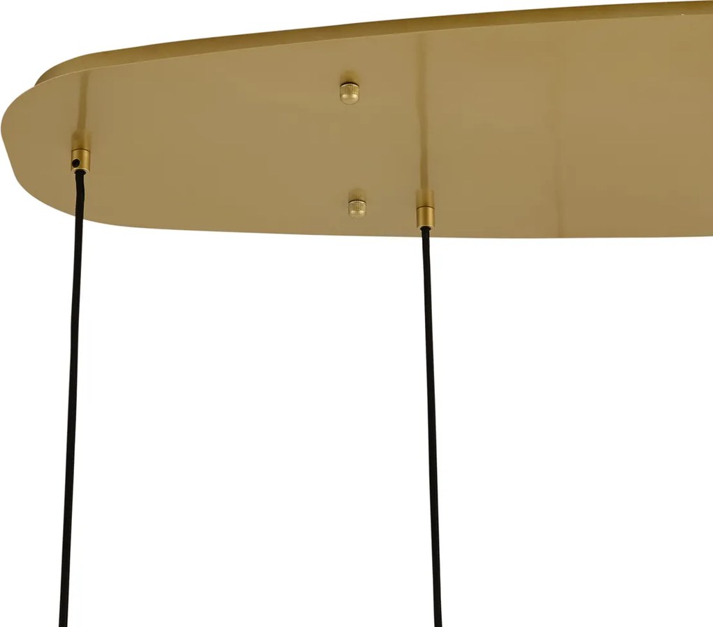 Lampa wisząca w stylu Hotel Chic mosiądz ze szkłem w kolorze bursztynowym 5-punktowa - Gus