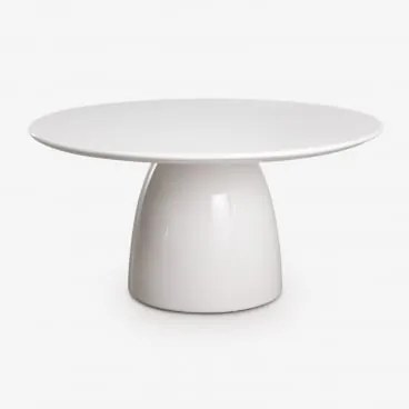 Okrągły Stół Jadalniany Ø150 Cm Z Cementu Numira Jasna Biel - Sklum