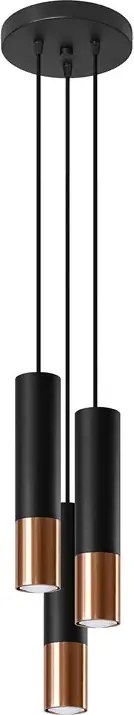 Czarno-miedziana lampa wisząca 3 tuby R4-K91