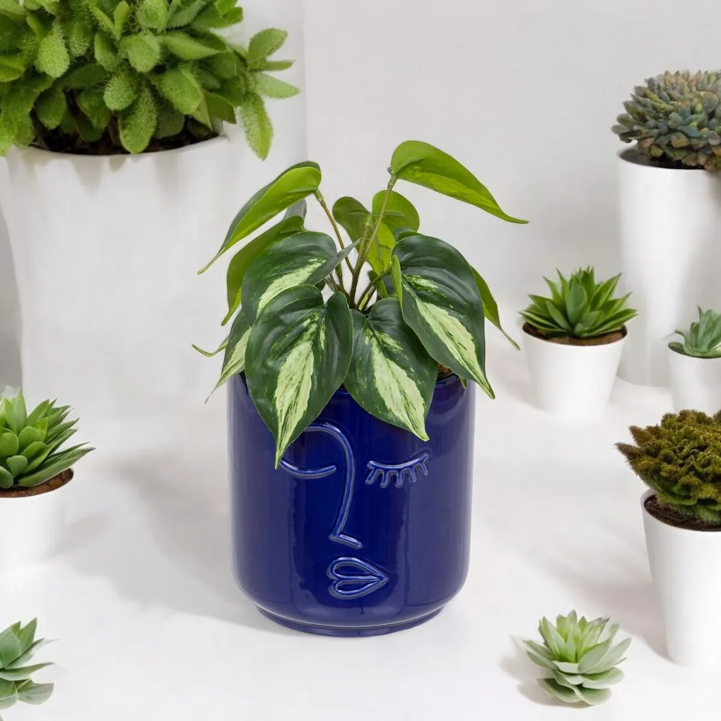 Sztuczna roślina epipremnum złociste SOLEYA w ceramicznej doniczce, 30 cm