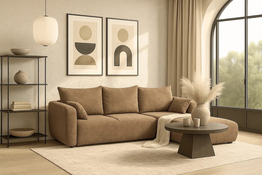 DALLAS – narożnik rozkładany prawy 255x165 cm, Raven  34 jasno brązowa