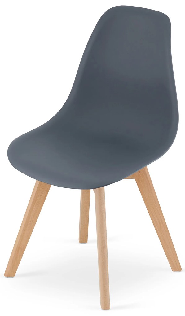 Grafitowe krzeslo KITO z bukowymi nogami