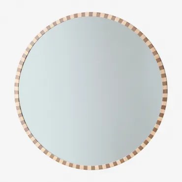 Okrągłe Lustro Ścienne Ø110 Cm Z Drewna Dębowego Sapeira Roble - Sklum