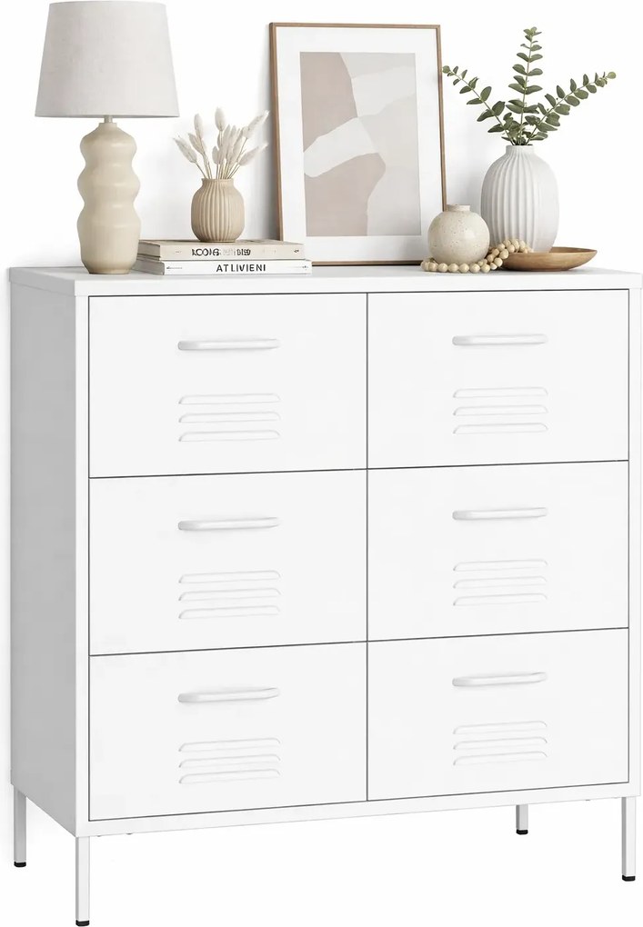 Biała stalowa szafka gospodarcza z 6 szufladami R8-Z02