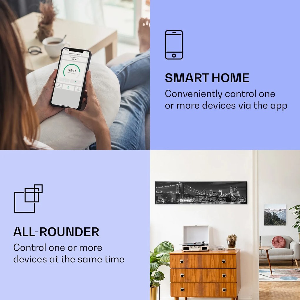 Klarstein Wonderwall Art Smart 350W 30x120cm Obraz na podczerwień Most