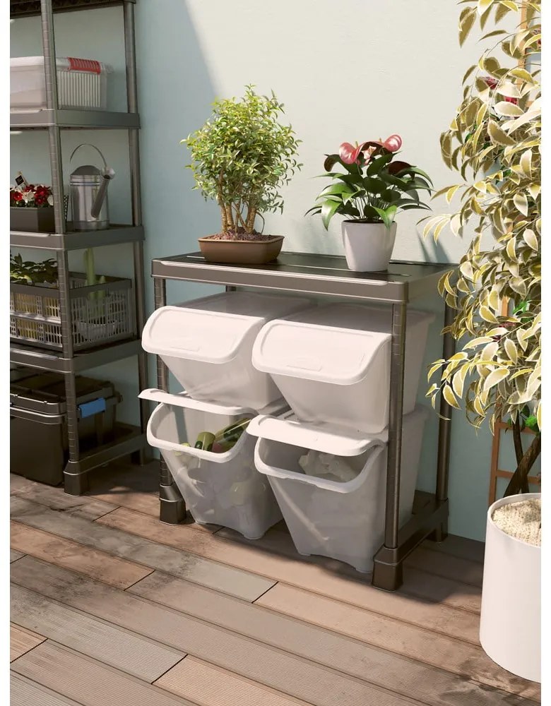 Biały plastikowy pojemnik z pokrywką 55x39x46 cm All In Box – KIS
