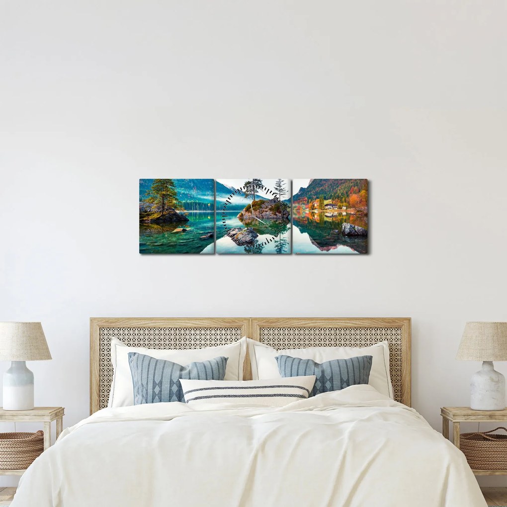Obraz - Jezioro Hintersee, Alpy Bawarskie, Austria (z zegarem) (90x30 cm)