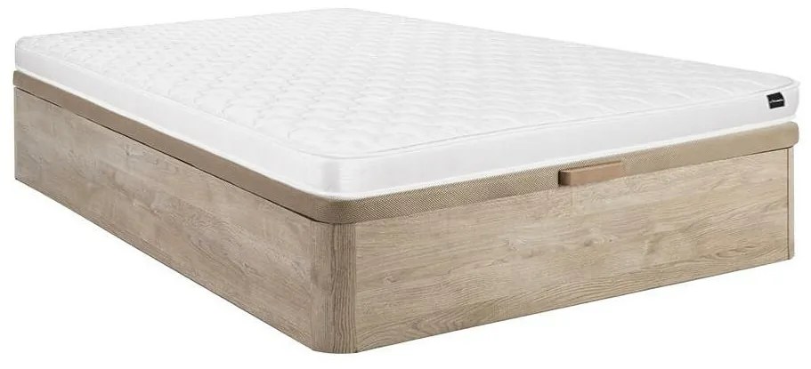 Zestaw 120 x 200 cm stelaż z jasną naturalną skrzynią + materac piankowy o grub. 15 cm - DANAE II marki YSMÉE