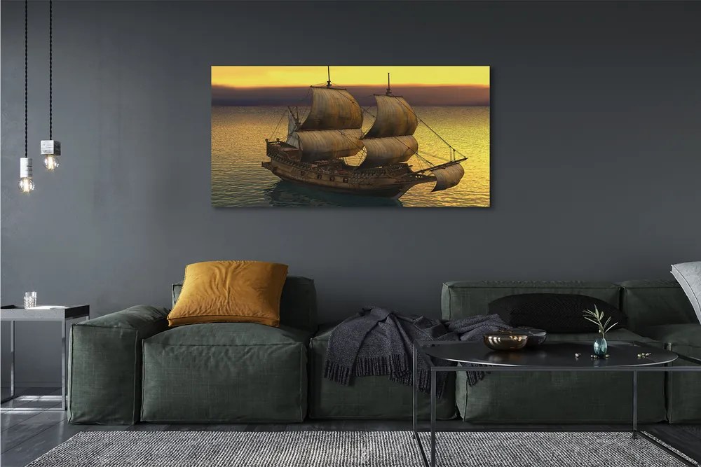 Obraz canvas na ścianę Statek o Złotym Poranku