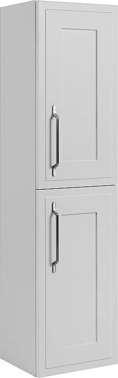 Szafka łazienkowa biała, 35 x 136 x 27 cm, uchwyt srebrny