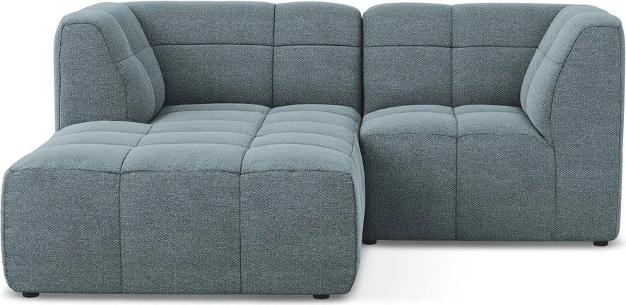 Niebieski narożnik z materiału bouclé (lewostronny/z szezlongiem) Aloha – Makamii